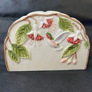 Vintage Hummingbird Napkin Holder Honeysuckle Otagiri  Made in Japan 1970s-80s